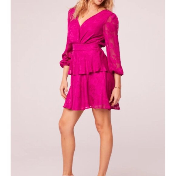 Band of the Free NWT Kiss Me Fuchsia Peplum Mini Dress Sz Medium Fuschia Pink - Picture 8 of 14